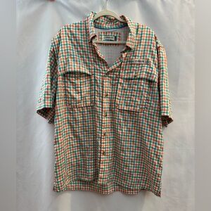 Magellan Outdoors Fish Gear MagWick Short Slv Button Down Green/Orange/White L